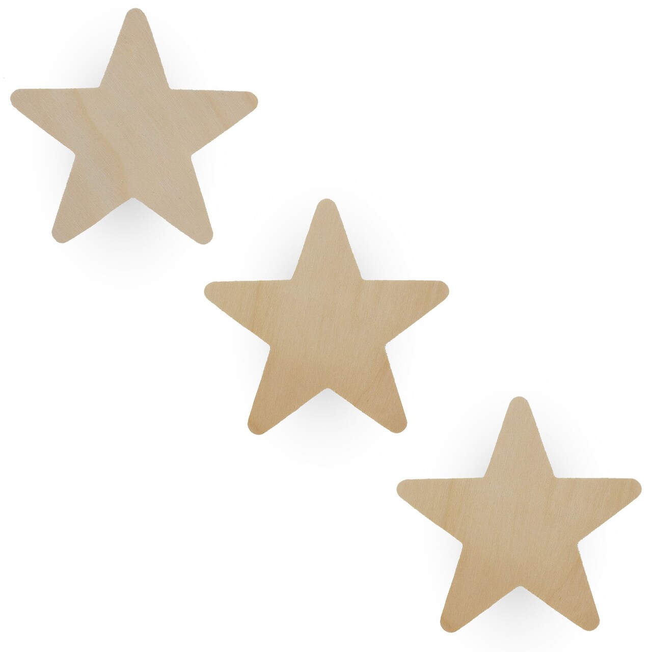 3 Unfinished Wooden Star Shapes Cutouts DIY Crafts 3.9 Inches